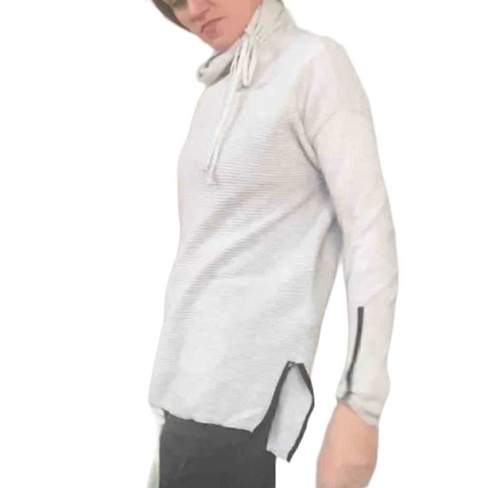 Cynthia Rowley Ribbed Active Knit Neutral Turtleneck Pullover M